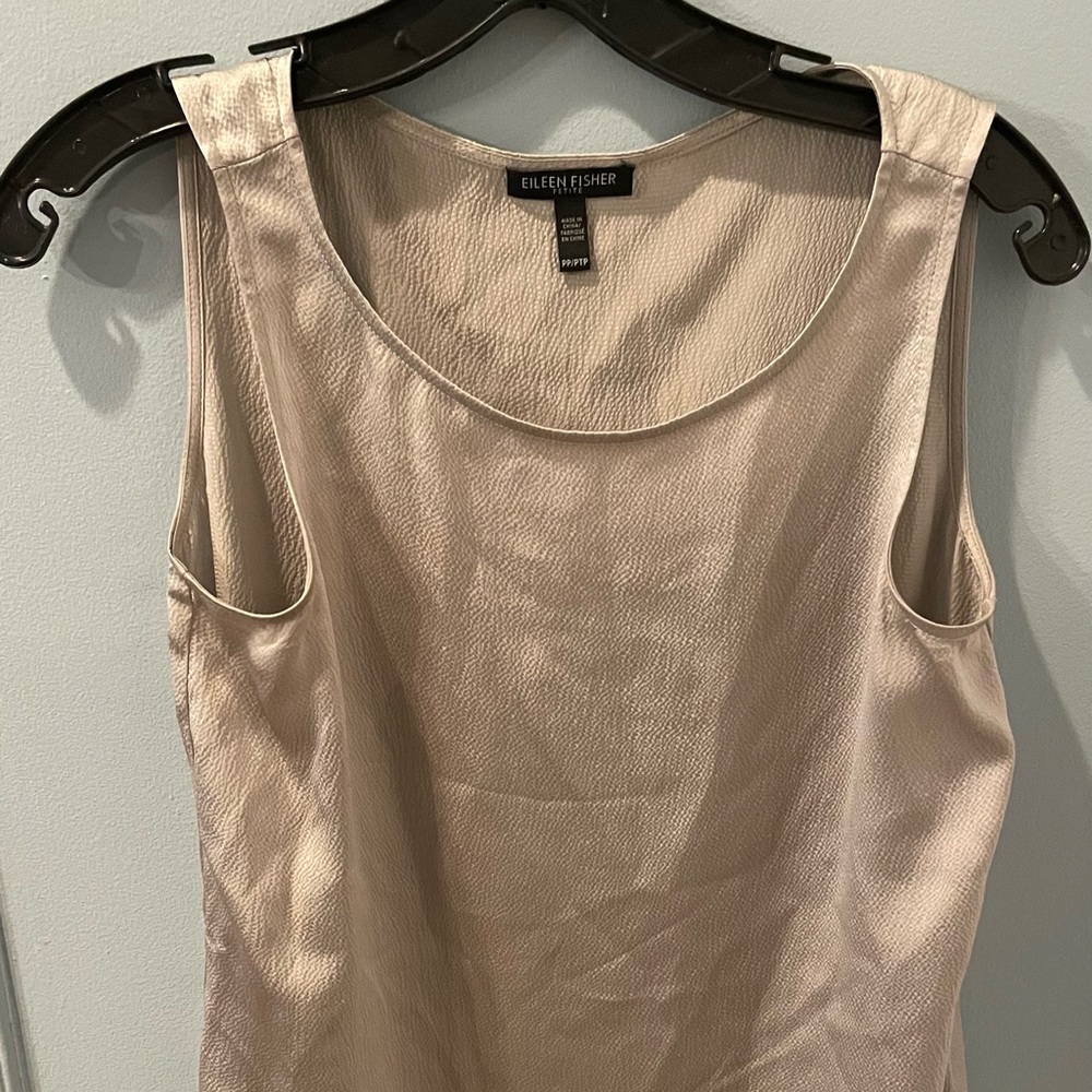 Eileen Fisher Petite  silk tank top tunic gray pp